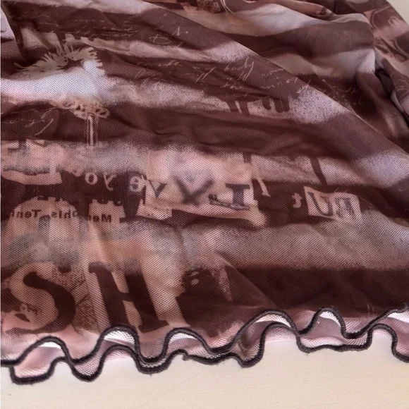 Urban Outfitters Mesh Crop Top Purple Brown Lettuce XS Whimsigoth Fairy Y2K - Picture 4 of 7